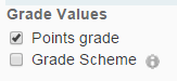 Export Grades - Grade Values Image shows points grade checked